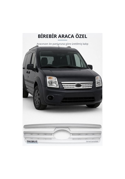 Ford Connect 2009-2014 Uyumlu Krom Ön Panjur Çıtası 2 Parça Paslanmaz Çelik Set