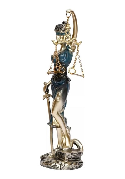 Themis Adalet Kadını Terazisi Heykeli Mavi Gold 24cm