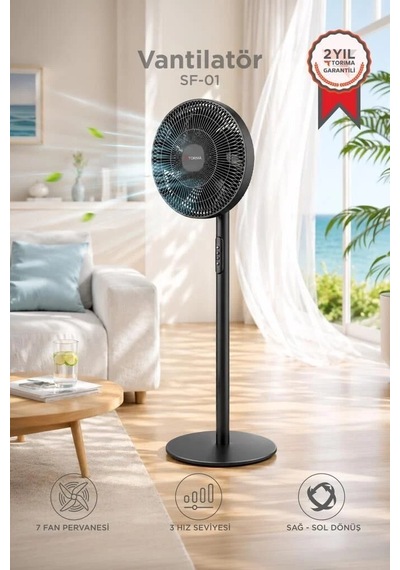 Premium Günlük Kullanım Serinletme Bireysel Serinlik Vantilatör Sf01 Siyah 14 Inc 45w