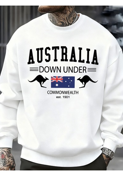 Startmore Startmoreavustralya Down Under Baskılar Kazaklar Erkekler Sonbahar Tişörtü Moda Rahat Sokak Şıklığı Hi Beyaz