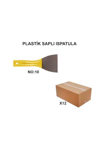 No:10 Plastik Saplı İspatula, 12 Adet Set 001 Siyah