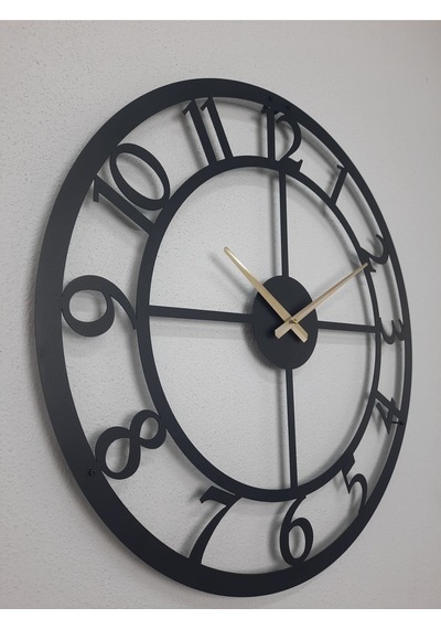 Rakamlı Metal Siyah Duvar Saati 1,5 Mm Kalınlık 60 X 60 Cm Siyah