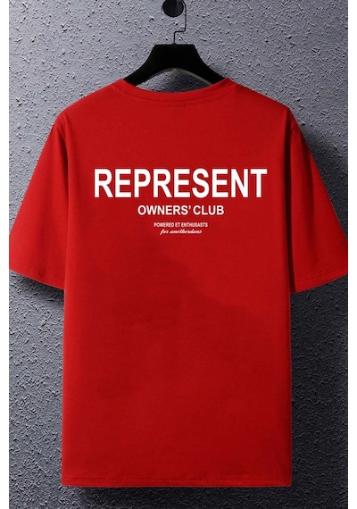 Unisex Represent Baskılı T-shirt Kırmızı