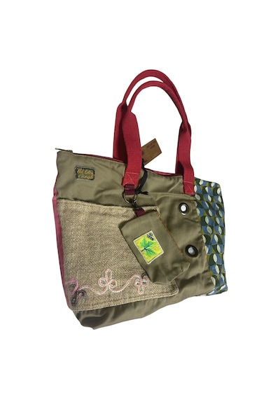 Vintage Salaş Çok Renkli Orta Boy Günlük Seyahat Gezi Omuz Çantası 36cmx34cm Kırmızı