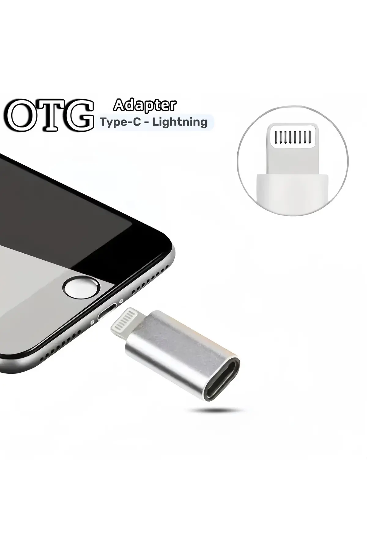 İphone 8-pin Otg Micro Usb To Apple iPhone Uyumlu  Lightining Şarj Çevirici Dönüştürücü Adaptör Gri 1