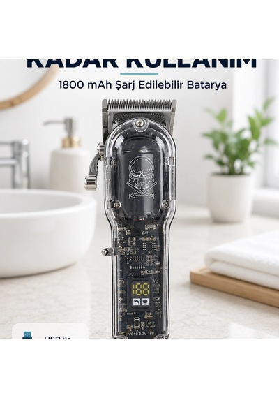 Erkek Saç Tıraş Makinesi Ayarlanabilir Bıçaklı 4 Taraklı 180 Dakika Kullanımlı Lcd Ekranlı Şarjlı