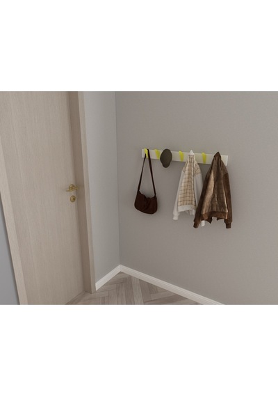 Hepsi3boyutlu Modern Duvar & Kapı Kanca Askılık - 7 Adet Sarı Kanca Askılık - Model No : 5 Sarı