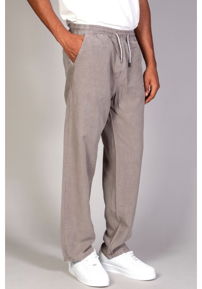 Little Cup Jeans Co Erkek Beli Lastikli Battal Beden Tensel Kumaş Gri Baggy Pantolon
