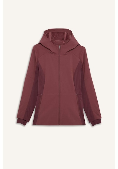 Defacto Su İtici Slım Fıt Kapüşonlu Fermuarlı Softshell Mont G0237ax26spbr252 Bordo-br252