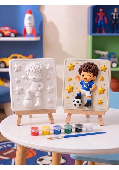 15x15 Futbolcu Çocuk Taş Boyama Seti Çocuk Ve Yetişkin Hobi Kiti