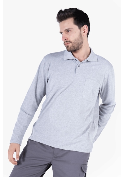 Polo Yaka Sweatshirt Gri Melanj