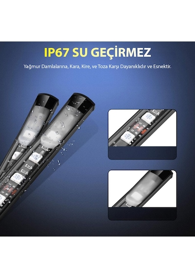 Pick Up Kamyon Dekorasyon İçin Kumandalı Rgb Işık Şerit 2x150cm 12v Diğer