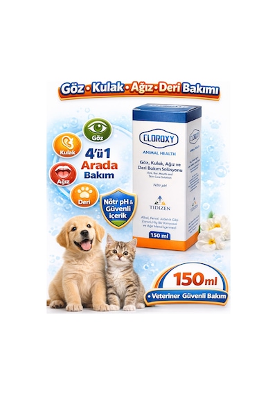 Cloroxy Kedi Köpek Göz Kulak Ağız Ve Deri Bakım Solüsyonu 150 Ml Antiseptik Bakım Solüsyonu