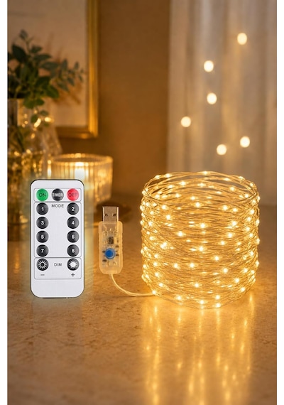 Tr Günışığı Renk Uzaktan Kumandalı Ve Fonksiyonlu 10 Metre Usb Peri Led Parti Kutlama Aydınlatma