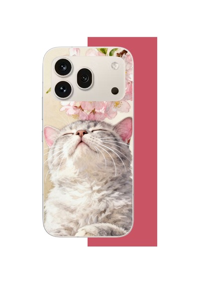 Honor 600 Pro Uyumlu Pembe Yapraklı Kedi Uv Baskılı Silikon Kılıf Renkli