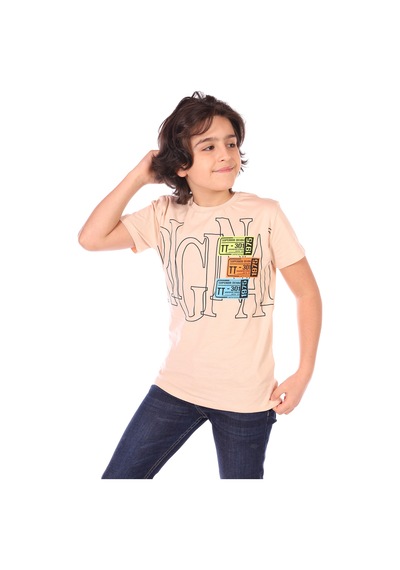 Toontoy Kids Toontoy Erkek Çocuk Original Baskılı Tişört Bej