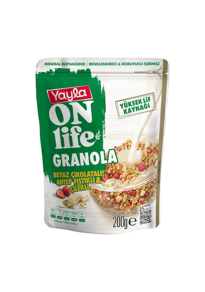 Yayla Onlife Beyaz Çikolatalı Antep Fıstıklı Ve Çilekli Granola 200 G X3