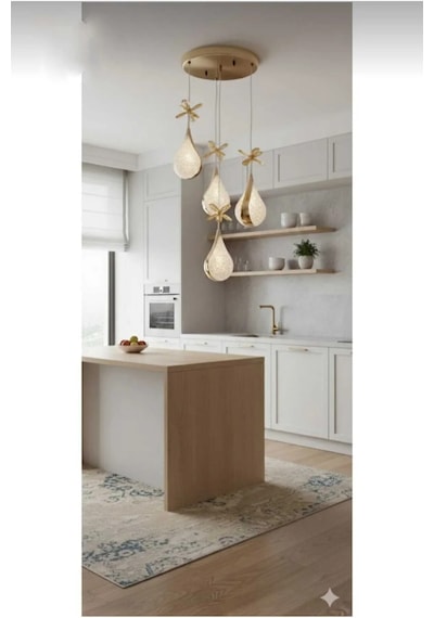 Bohem Aydınlatma 3+1 Modern Armut Desen Sarkıt 3 Renk Led Salon/antre/yatak Odası Avizesi Gold 1