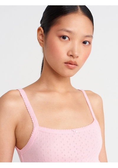 Dilvin 21044 Fiyonk Detaylı Ajurlu Top-toz Pembe Toz Pembe