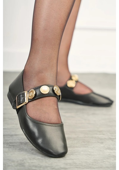 Dosa Shoes Kadın Kemerli Babet-kahverengi Siyah