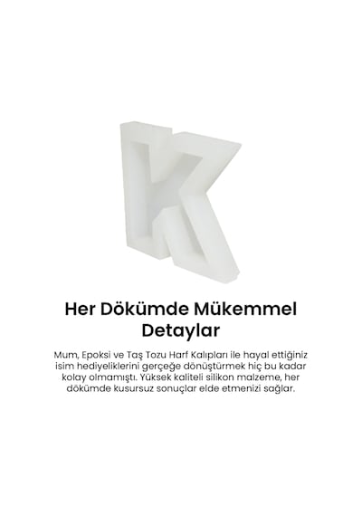 K Harf Kalıbı Orta Boy Epoksi Taştozu Veya Mum Çalışmalarına Uygun