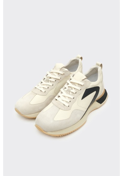 Derinet Hakiki Deri Comfort Erkek Sneaker Bej Bej