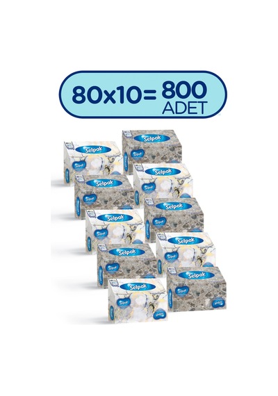 Selpak El Ve Yüz Havlusu Kutulu Mermer Desen 10 80 Yaprak