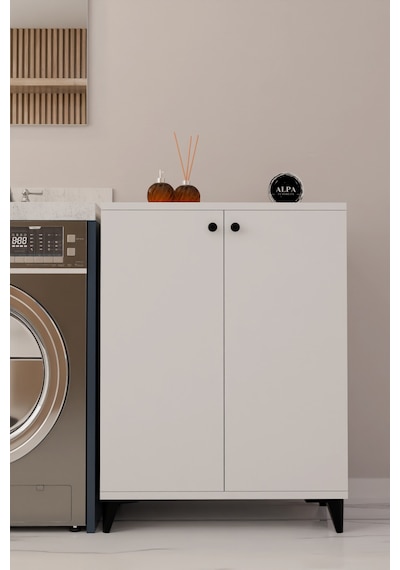 Çok Amaçlı Banyo & Çamaşır Odası Dolabı, Ayarlanabilir Raflı, Kapaklı Modern Banyo Dolabı Beyaz Çok Amaçlı Banyo & Çamaşır Odası Dolabı, Ayarlanabilir Raflı, Kapaklı Modern Banyo Dolabı Beyaz