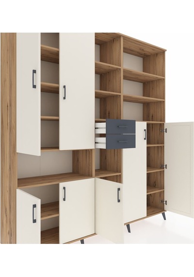 Hyperion Dolap 17 Raflı 2 Çekmeceli 7 Kapaklı 220x44x243 Çam-aytaşı/antrasit Aytası/antrasıt Hyperion Dolap 17 Raflı 2 Çekmeceli 7 Kapaklı 220x44x243 Çam-aytaşı/antrasit Aytası/antrasıt