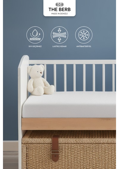 %100 Pamuklu Sıvı Geçirmez Bebek & Çocuk Alezi Full Kenar Yatak Koruyucu Beşik Ve Kreş Alezi Beyaz