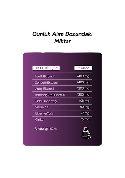 Dr. Henri Elidef Zencefil C Vitamini ve Çinko İçeren Takviye Edici Gıda 150 ML