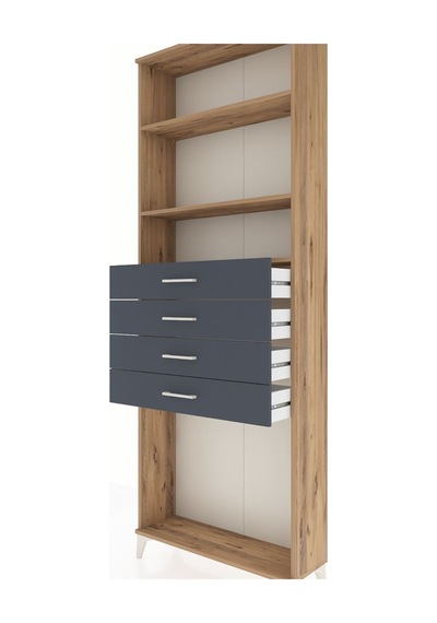 Arges Dolap 3 Raflı 4 Çekmeceli 88x30x243 Çam-antrasit Atlas Çam