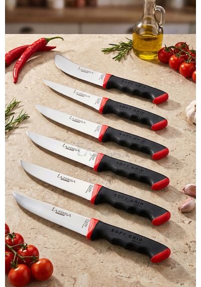 Lazbisa Mtf-060 Soft Grip Mutfak Bıçak Seti Et Ekmek Sebze Bıçağı 6 Lı Set Günlük Kullanım
