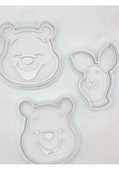 Winnie The Pooh Temalı Kurabiye Kalıbı Seti 3 Lü Sevimli Karakter Figürlü Kalıp Beyaz