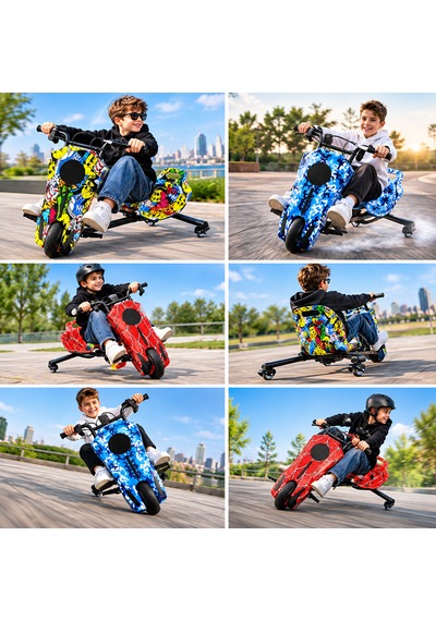 İnwelt Drift Car Bluetooth Hoparlörlü Graffiti Desenli Drift Scoote