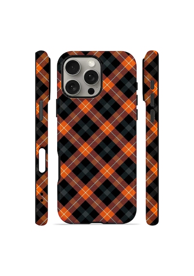 Velvoria Valestra Pumpkin Plaid Apple Apple iPhone Uyumlu 16 Pro Max Magsafe Koruma Kılıfı Valestra Magline - Pumpkin Plaid