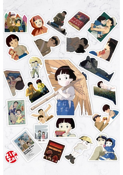 Ateşböceklerinin Mezarı Grave Of The Fireflies Anime Yapışkanlı Folyo Sticker Paketi 25 Adet Çok Renkli