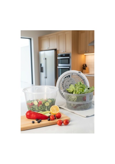 Pratik Sebze Kurutucu Ve Salata Hazırlayıcı 4.5 L Geniş Hazneli Gri - 843984977 Diğer