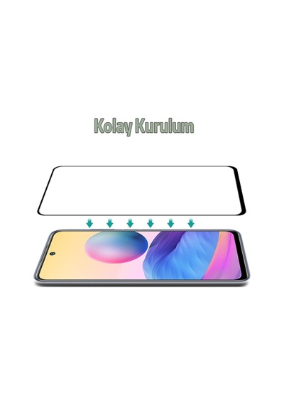 Redmi Note 10 Full Glue 3D Kaplama Cam Ekran Koruyucu Siyah