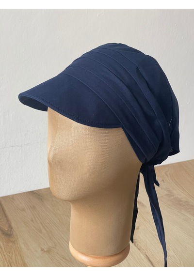 Safari Kadın Şapkası , Bağlamalı Eşarplı Şapka Plaj Şapkası Siperli Bandana Şapka Lacivert