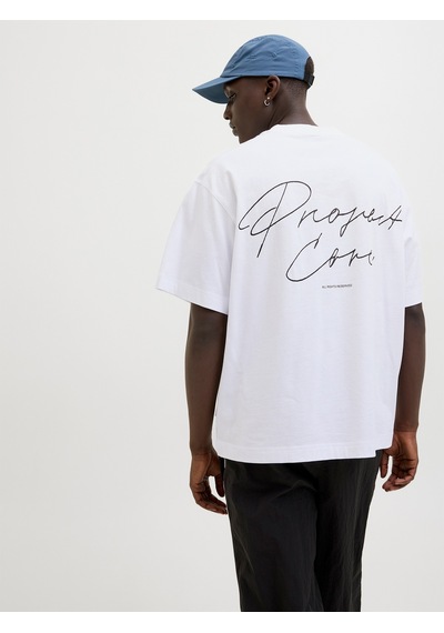 Jack & Jones Dynamic Script Erkek Beyaz Tişört 12273310-bw Beyaz