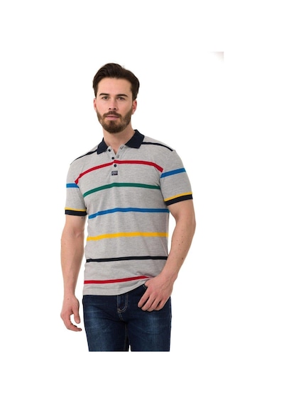 Cipo & Baxx Çizgili Polo Yaka Erkek Basic Tişört Ct749 Gre