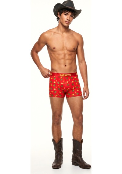 Carnaval Socks Texas Desenli Erkek Boxer Pamuklu Likralı Parlak Lastikli Kutulu Kırmızı Çoklu