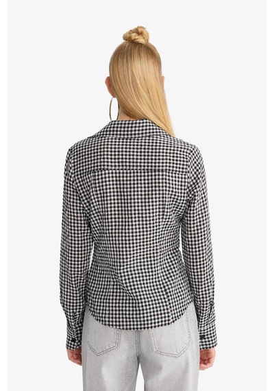 Defacto Coool Fitted Kareli Poplin Uzun Kollu Gömlek G0994ax25aubk81 Siyah