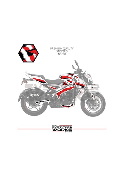 Bajaj Ns200 Kaplama Sticker Air Brush Motor Kaplama Modeli Hazır Kit Tüm Modeller Uyumlu Kırmızı