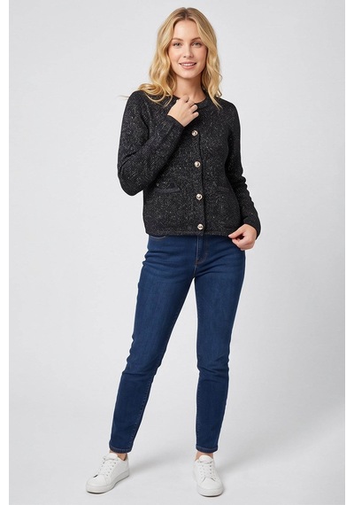 Fashion Friends Simli Ve Pullu Siyah Kadın Hırka 26k0054k1