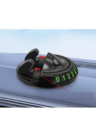 360 Dönebilen Yapışkanlı Numaratörlü Araç Telefon Tutucu Renk - Siyah
