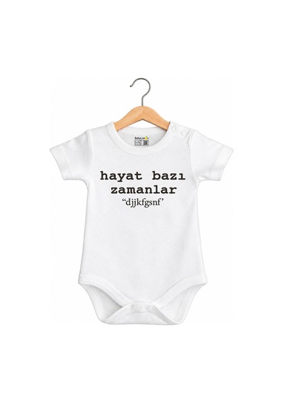 Babylimon Hayat Bazı Zamanlar Yazılı Kısa Kol Bebek Body Beyaz - 936542314 Beyaz