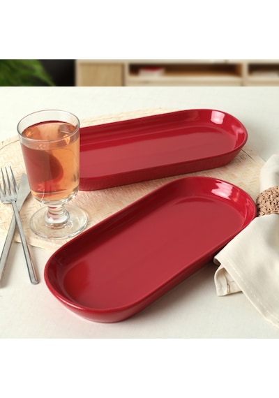 Keramika Kırmızı Noyan Kayık Tabak 2 Adet 26 Cm 506