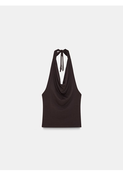 Dilvin 32973 Degaje Yaka Top-koyu Kahve